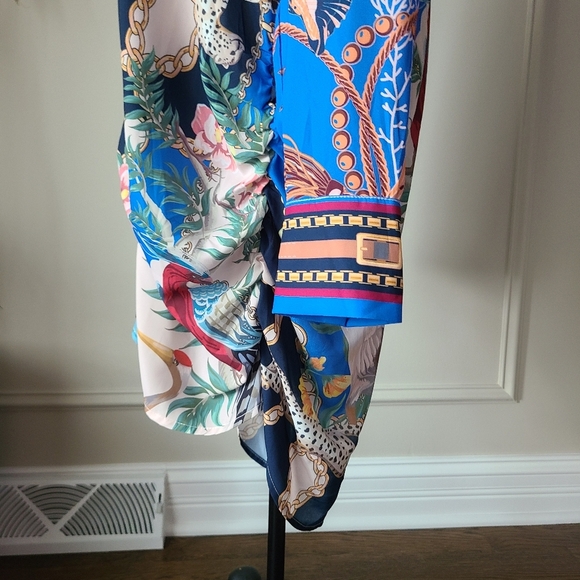 Her ..Bottari Blue Button-Up Shirt Dress Sz.L - Picture 5 of 14